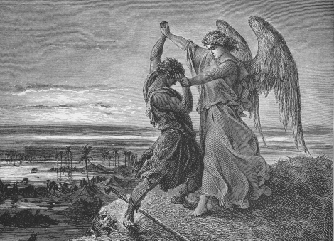 Jacob wrestles with the angel of the Lord