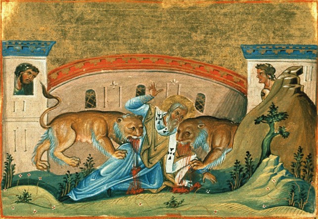 Painting of Ignatius of Antioch (one of the apostolic fathers) from the Menologion of Basil II (c. 1000 AD)