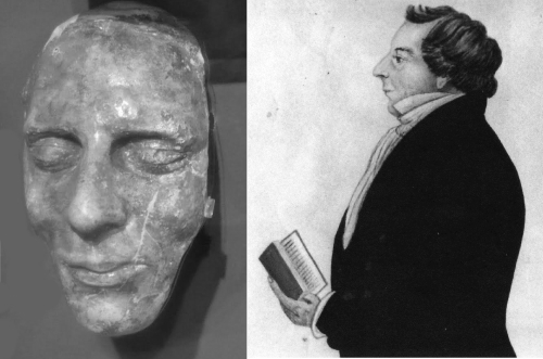 The death mask of Joseph Smith, and a painting of him done during his life