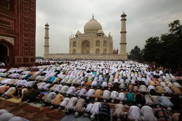 Muslims praying