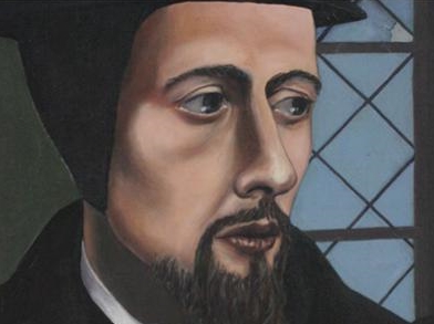 detail of John Calvin by Oliver Crisp, cover of his Deviant Calvinism