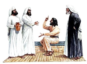 Jesus arguing with the Pharisees