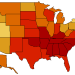 map of America by % evangelical