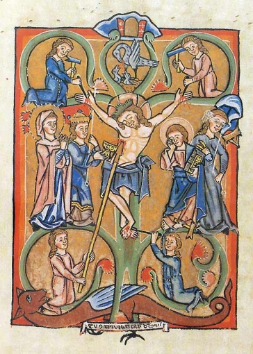 medieval manuscript jesus on the cross